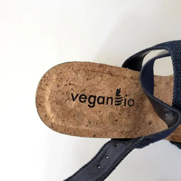 VeganBio Embroidered Cork Wedge Sandals - Picture 3 of 9